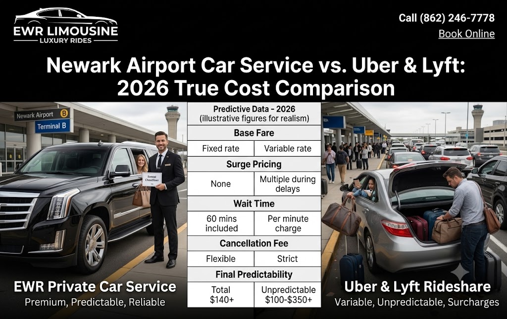 Newark Airport Car Service vs. Uber & Lyft- True Cost Comparison (2026